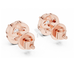 Boucles d'oreilles à nœud en ruban sculptural avec diamants, dotées de fermoirs à vis sécurisés, bijoux fins élégants et minimalistes, parfaits pour les femmes - Product Image 6