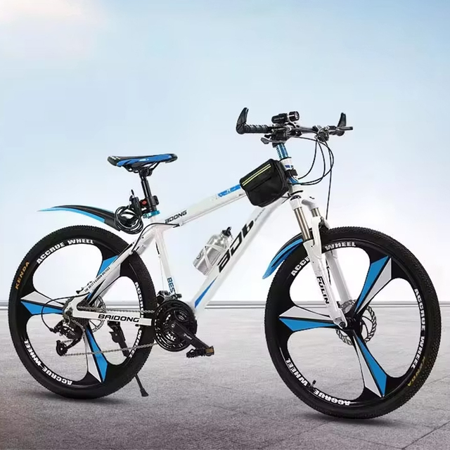Ultra Lightweight 24 26-Inch Road Bike Men's Women's Mountain Bike 21 Speed Gears Wide Tire Blue Large Wheel Load