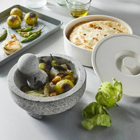 Grossiste Granit naturel Grand ensemble de mortier et pilon en granit Molcajete Broyeur d'épices et d'herbes naturelles Moulin à sésame pour la cuisine