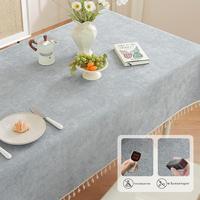 Nappe en chenille gris neutre avec bordure en dentelle, imperméable et lavable, pour salle à manger, cuisine, maison, vente en gros