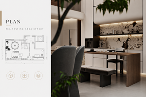 Fournisseur de meubles d'appartement : <span class=keywords><strong>Cuisine</strong></span> moderne de luxe avec îlot en marbre et accents en bois, présentant des vitrines et des étagères ouvertes - Product Image 5