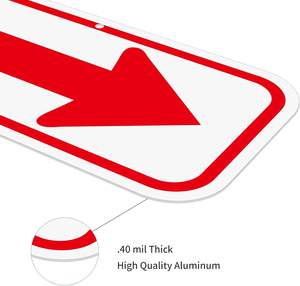 Panneaux de flèche réfléchissants en aluminium de 12x6 pouces, protégés contre les UV, durables, résistants aux intempéries, faciles à installer, utilisation intérieure/extérieure (rouge) - Product Image 3