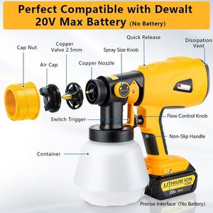 Pistolet de pulvérisation pour batterie Dewalt 20V (batterie non incluse), pistolet de pulvérisation sans fil HVLP 200W, moteur sans balais - Product Image 6