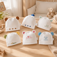 Gorro de Bebé Recién Nacido, Suave, de Algodón y Elastano, Doble Capa, con Orejas 3D, Diseño de Dibujos Animados, Antibacterial, Unisex, para 0-3 Meses