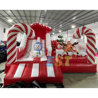 Maison gonflable de rebond de glissière sur le thème de vacances de Noël pour des événements de partie