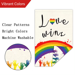 Лидер продаж, индивидуальный двухсторонний флаг из мешковины 12x18 дюймов, Радужный Флаг - Product Image 3