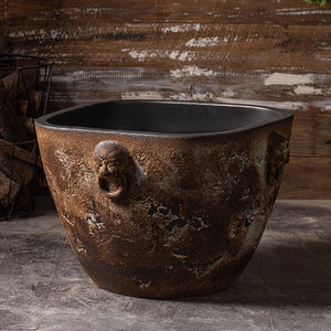 Céramique <span class=keywords><strong>Terre</strong></span> <span class=keywords><strong>Cuite</strong></span> <span class=keywords><strong>Grand</strong></span> Réservoir D'eau Poterie Rustique Vintage Goldfish Tank Handmade Lotus Fish Tank Tortue Tank Balcon Cour - Product Image 3
