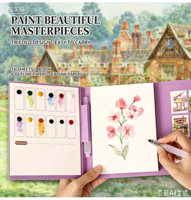 Carnet de peinture à l'aquarelle pliable en trois parties, kit d'activités artistiques personnalisé pour enfants