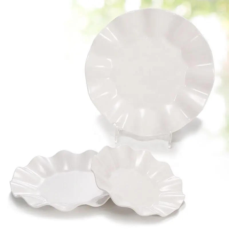 Vente en gros 8.5 "/10.5" Assiette ronde blanche incassable en plastique A8 mélamine bon marché assiettes à dîner pour restaurant domestique