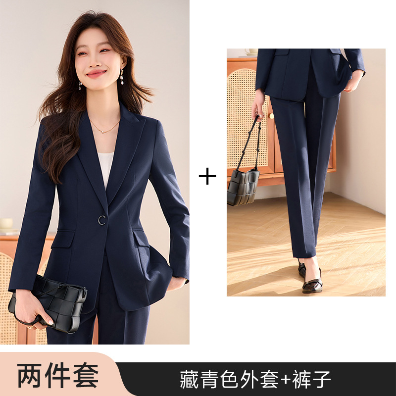 Navy blue suit trousers