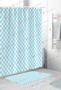 Retro Yellow Checkered Shower <strong>Curtain</strong> With Big Rug, Grid Groovy <strong>Funky</strong> Cute Fabric Waterproof Bathroom Set With Hooks/ - Product Image 6