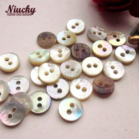 Boutons plats lavables Niucky 6mm 7mm en coquillages Akoya naturels à 2 trous pour vêtements de poupées, artisanat, décoration et accessoires de couture