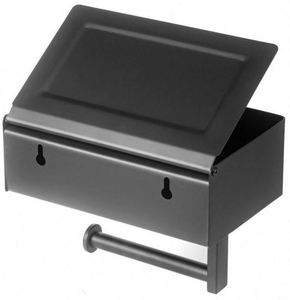 Bathroom Modern Style Metal Stainless Steel Black Wall-Mounted Toilet Paper Holder with Shelf Storage Box for Hotel Kitchen Use - Product Image 4