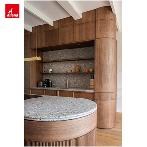 Alland ตู้เกาะทรงกลมทำจากหินหินอ่อนขอบโค้งวอลนัทสีดำเข้ม - Product Image 2
