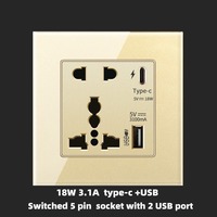 Enchufe Eléctrico Universal USB Tipo-C de 18W, Estándar del Reino Unido, Interruptor de Luz de Pared de 1 Vía/2 Vías, Panel de PC, 250V