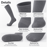 Chaussettes de compression sans couture en fibre de bambou personnalisées pour femmes, antibactériennes, déodorantes, amincissantes, respirantes, hauteur genou, à compression forte