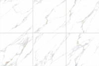 Carreaux de porcelaine modernes Foshan 32x32 pour salon, chambre à coucher, effet marbre blanc Carrara avec ligne dorée, carreaux de sol et de mur