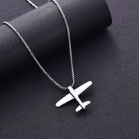 Pendentif hip-hop d'avion en acier inoxydable rétro polyvalent simple accessoire personnalisé pour collier de chaînes de mode pour hommes