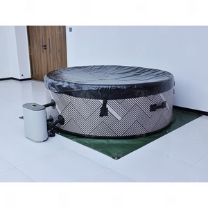 Bain à remous gonflable avec <span class=keywords><strong>pompe</strong></span> à air électrique, baignoire gonflable portable pour adultes, bacs à spa pliables pour l'intérieur et l'extérieur avec couvercle - Product Image 4