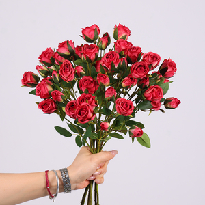 7 cabezas pequeñas <span class=keywords><strong>rosas</strong></span> boda ramo decoración flores de seda blanco rosa rojo <span class=keywords><strong>azul</strong></span> profundo bebé <span class=keywords><strong>rosas</strong></span> - Product Image 2