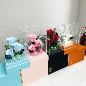 Rosas Preservadas en Caja <span class=keywords><strong>de</strong></span> Acrílico Transparente, Novedad Popular <span class=keywords><strong>de</strong></span> <span class=keywords><strong>2022</strong></span> para Navidad - Product Image 1