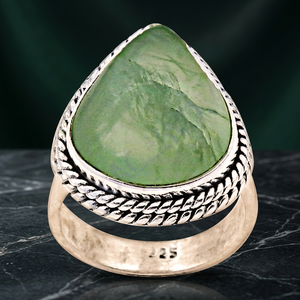 Ready to Wear Art Palace Expensive Prenite Silver Bohemia Style Anniversary Fashion <b>Ring</b> for <b>Women</b> Natural Stone Hinduism - Product Image 3