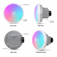 Ventilateur de plafond intelligent pour salle de bain avec lumière LED RGB, haut-parleur Bluetooth, 140 CFM, faible bruit, capteur d'humidité, télécommande