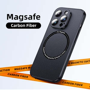 Custodia per telefono cellulare di ricarica Wireless in fibra di carbonio di lusso per <span class=keywords><strong>iPhone</strong></span> 15 14 13 12 <span class=keywords><strong>11</strong></span> Pro Max Cover protettiva per obiettivo della fotocamera - Product Image 4