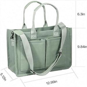 Sac à bandoulière multi-poches durable, grande capacité, sac messager pour femme, sac fourre-tout en toile avec poignée - Product Image 4