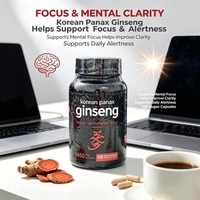 Kapsul Ginseng Ginseng Merah Korea Energi Ginseng Dewasa Akar Ginseng OEM ODM Label Pribadi Mendukung Fokus dan Performa.