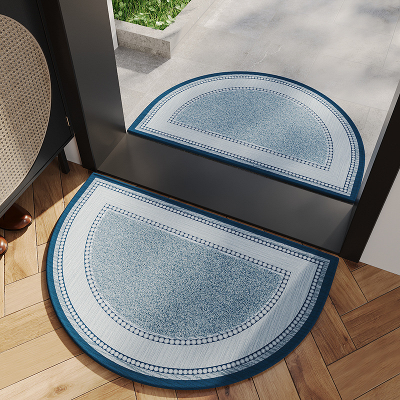 Semelle en caoutchouc velours coton bambou - Demi-cercle bleu Annie