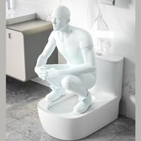 WC public en céramique blanche d'usine, à chasse d'eau, à poser au sol, WC à la turque avec réservoir d'eau