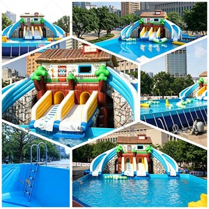 Structure gonflable aquatique mobile avec toboggan et <span class=keywords><strong>grand</strong></span> cadre métallique durable pour enfants et adultes, idéale pour les centres de villégiature et parcs d'attractions - Product Image 5