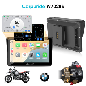 Carpuride Pantalla GPS para Motocicleta <span class=keywords><strong>BMW</strong></span>, CarPlay Inalámbrico, Android Auto, Intercomunicador Bluetooth Dual, Resistente al Agua IP67 W702BS - Product Image 1