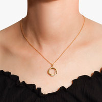 Collier à double anneau serti de diamants, best-seller transfrontalier, minimaliste, géométrique, en tungstène plaqué or, chaîne de clavicule, luxe léger