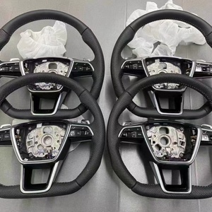 Volant pour <span class=keywords><strong>Audi</strong></span> A6 A3 A4 A5 Q5 <span class=keywords><strong>RS3</strong></span> RS7 Q7 C6 C8 A8 S6 S7 B8 B8.5 B9 S3 S4 S5 Sport Cuir Perforé Noir - Product Image 5
