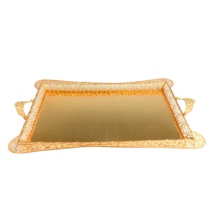 Plateau à fruits en métal plaqué or, style indien, pour mariage, avec poignée - Product Image 1