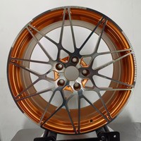 Nueva Llanta de Aleación Forjada Ligera Modificada de Alta Calidad de 17-24 Pulgadas, con Radios Plateados Pulidos y Centro Multirradio en Cobre Naranja