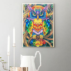 Оптовая продажа, разноцветная живопись «DIY», 5D сова, животные, специальная форма, частичная алмазная живопись со стразами - Product Image 5