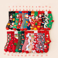 Chaussettes personnalisées en gros pour Noël, chaussettes en polyester tricotées respirantes à imprimé festif de Noël, chaussettes cadeaux de vacances