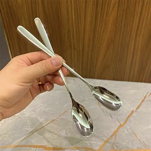 Stainless Steel Korean Style Ice Spoon Long Handle Coffee Dessert <b>Honey</b> Spoon Household Stirring Spoon Solid Color - Product Image 1