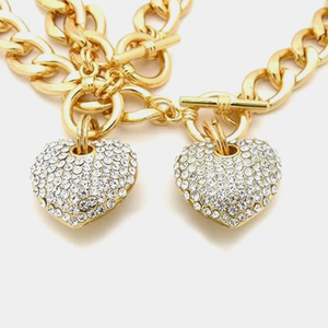 Collar moderno con forma de corazón dorado, joyería llamativa a la moda para mujer, diseño romántico elegante, perfecto para bodas - Product Image 4