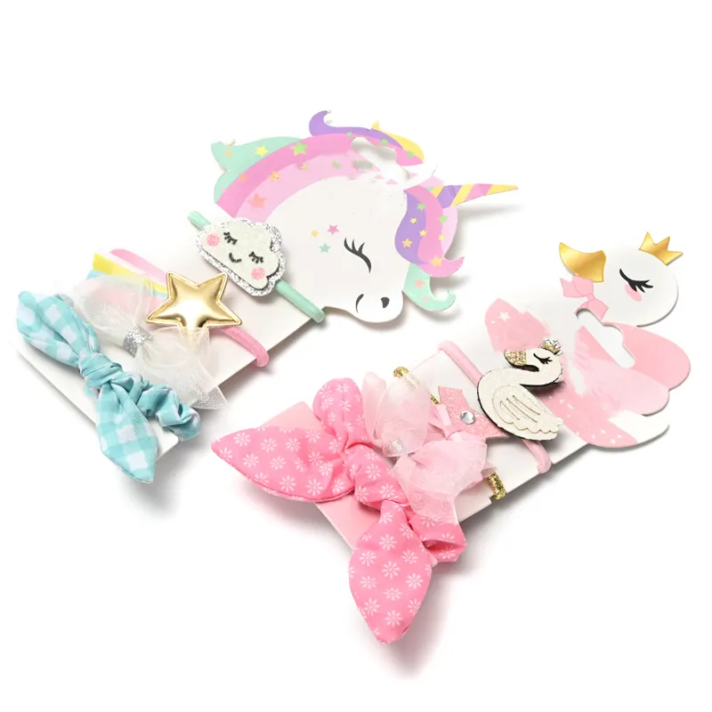 4 pcs/set sweet pink bow White swan Princess dress hair accessories for kids hair scrunchies