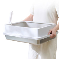 Bac à litière pour chat en acier inoxydable extra large avec fonction de nettoyage facile et toilette automatique pour chat à côtés hauts