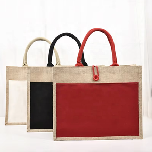 Gepersonaliseerde ecovriendelijke, op maat gecoate jute opvouwbare tassen met lange hengsels en zak voor herbruikbare reclame - Product Image 5