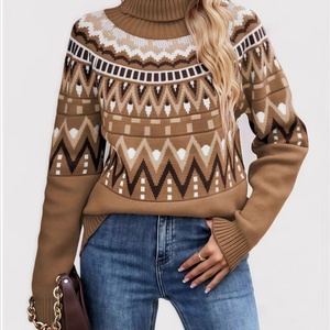 2024 Cổ Điển Công BẰNG <span class=keywords><strong>Isle</strong></span> Áo Len Cho Phụ Nữ Giản Dị Bắc Âu scandi Mô Hình Quá Khổ Chunky Đan Cao Cổ Mùa Đông Màu Sắc Ấm Áp Khối - Product Image 5