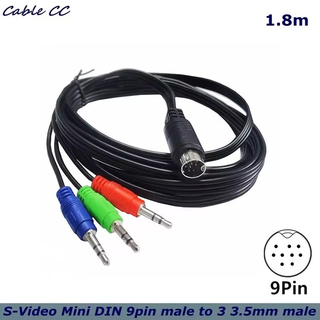 S-Video Mini DIN 9pin Male to 3*3.5mm Audio Cable For Audio Device Set-top Box Monitoring Device Display Audio Receiver