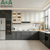 Armoires de cuisine modulaires haut de gamme SLS, style Shaker moderne, portes cintrées pour projets de villas
