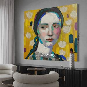 Arte Mural Texturizado de Chica Moderna Minimalista, Pintura al Óleo Pintada a Mano sobre Lienzo, Pintura Decorativa Grande para Decoración del Hogar - Product Image 2