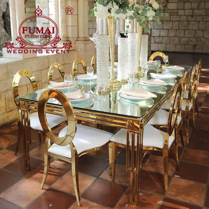 Conceitos Exclusivos Jantar Set Mesa De Casamento De Luxo De Aço Inoxidável De Vidro